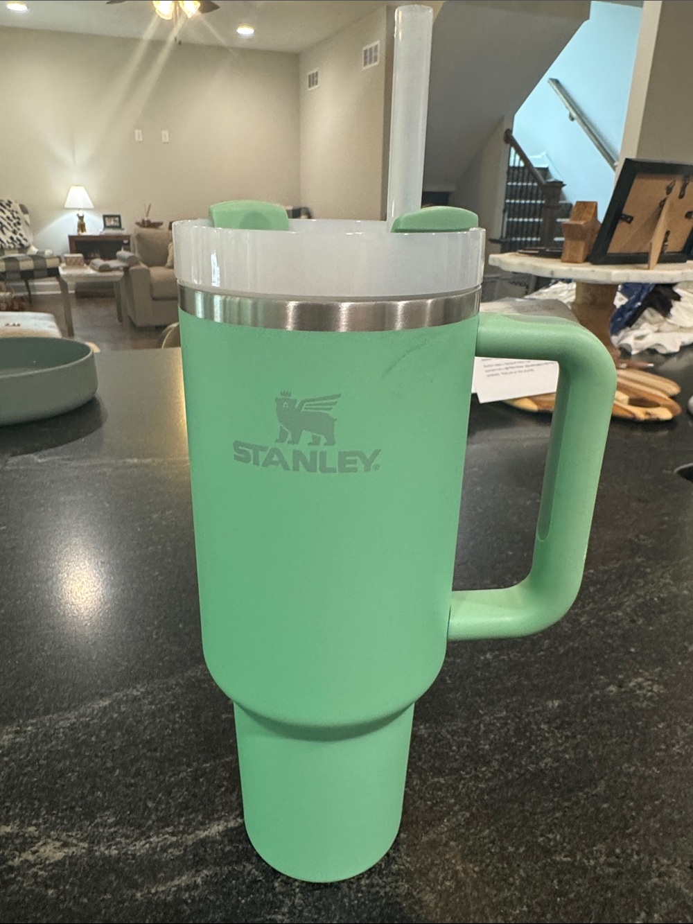 Stanley Mint Green 40oz Travel Tumbler with Handle and Straw